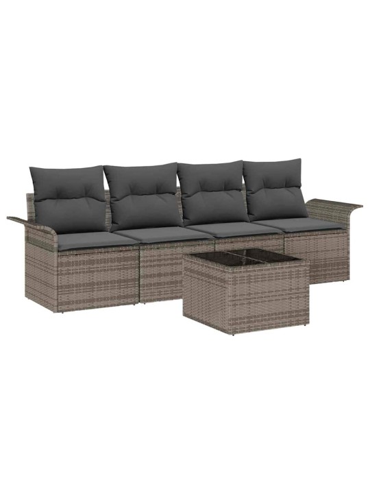 Dārza dīvānu komplekts ar spilvenu 5 pcs pelēka 55 x 55 x 37 cm