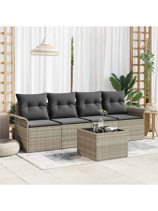 Dārza dīvānu komplekts manuāls 5 pcs gaiši pelēks, tumši pelēks