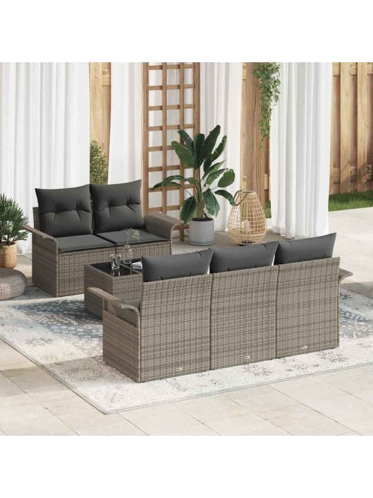 Dārza dīvānu komplekts ar spilvenu 6 pcs pelēka 55 x 55 x 37 cm