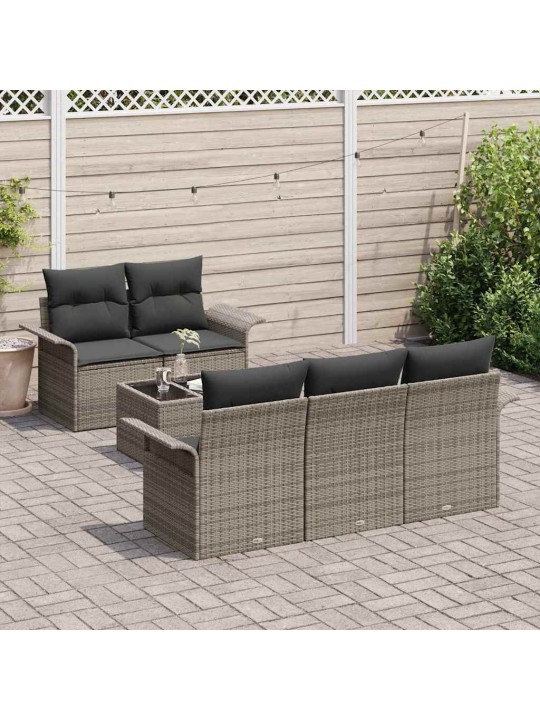 Dārza dīvānu komplekts ar spilvenu 6 pcs pelēka 55 x 55 x 37 cm