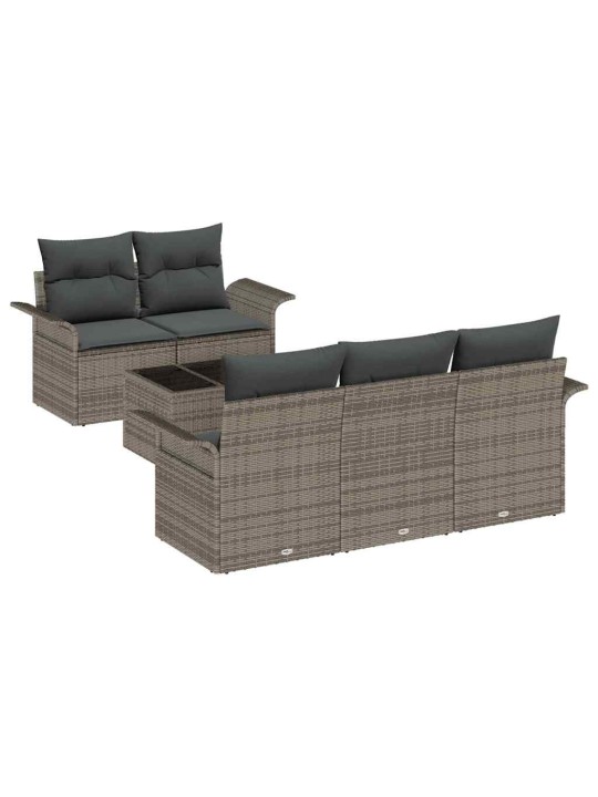 Dārza dīvānu komplekts ar spilvenu 6 pcs pelēka 55 x 55 x 37 cm