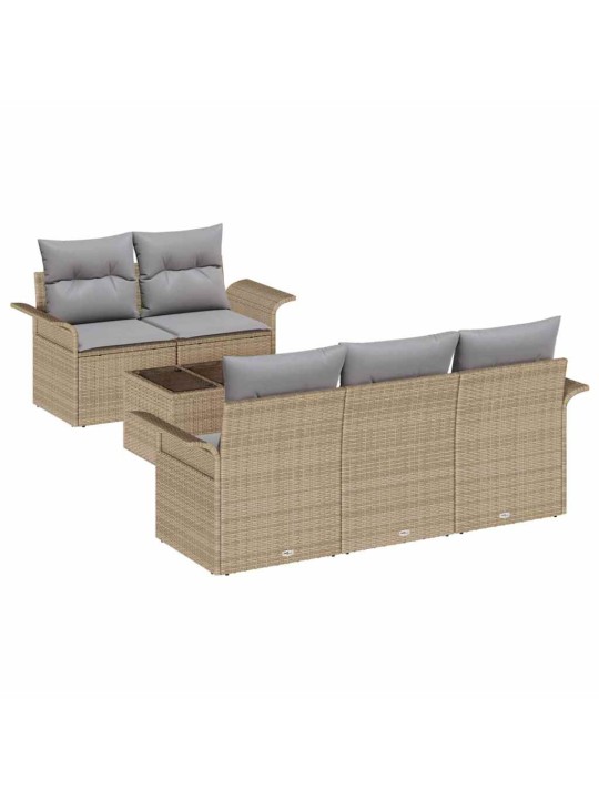 Dārza dīvānu komplekts 6 pcs bēšs un pelēks 55 x 55 x 37 cm