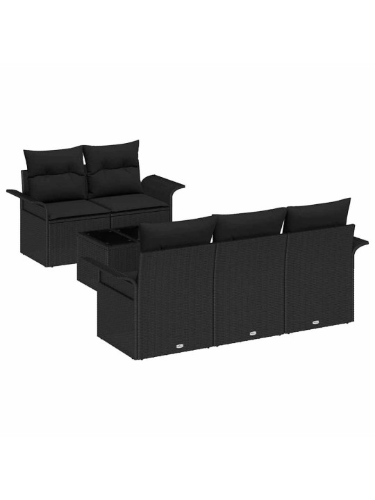 Dārza dīvānu komplekts ar spilvenu 6 pcs melna 55 x 55 x 37 cm