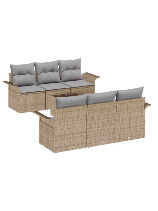 Dārza dīvānu komplekts 7 pcs bēšs un pelēks 55 x 55 x 37 cm
