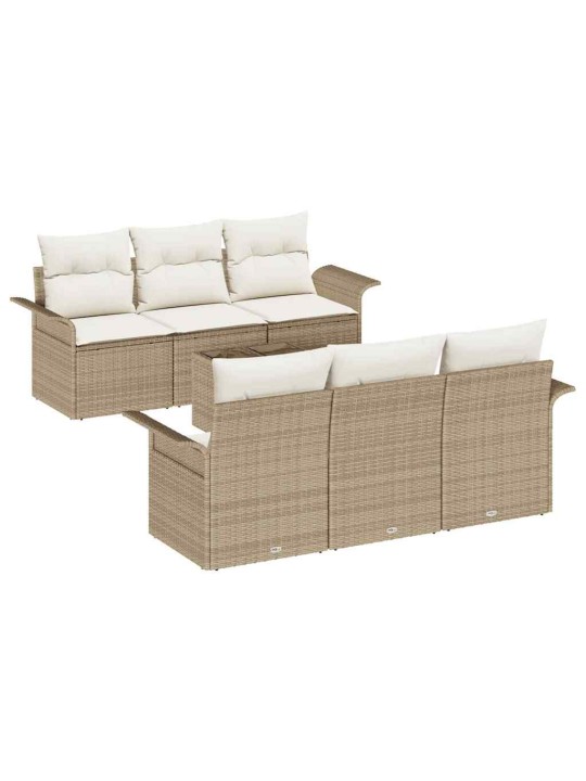 Dārza dīvānu komplekts 7 pcs bēšs un krēms 55 x 55 x 37 cm