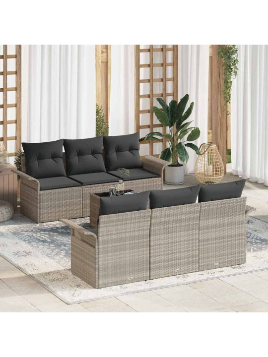 Dārza dīvānu komplekts 7 pcs gaiši pelēks un tumši pelēks