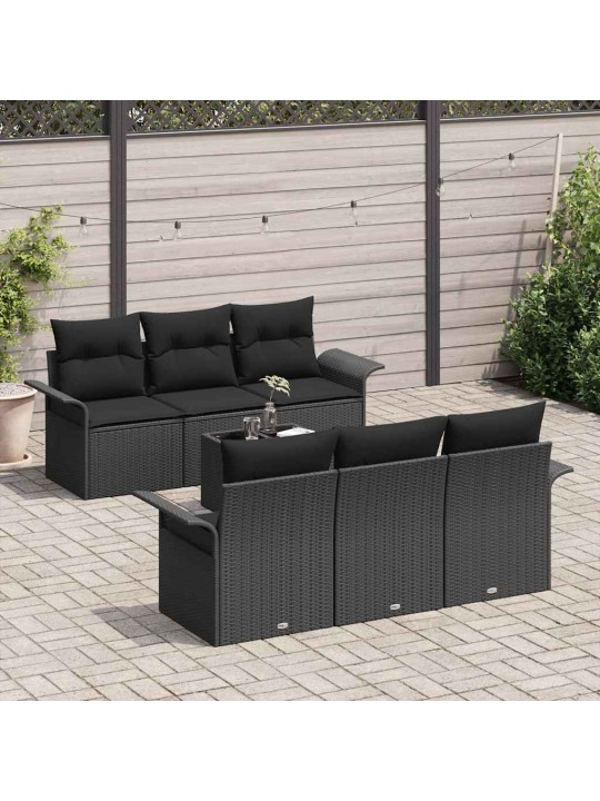 Dārza dīvānu komplekts ar spilvenu 7 pcs melna 55 x 55 x 37 cm