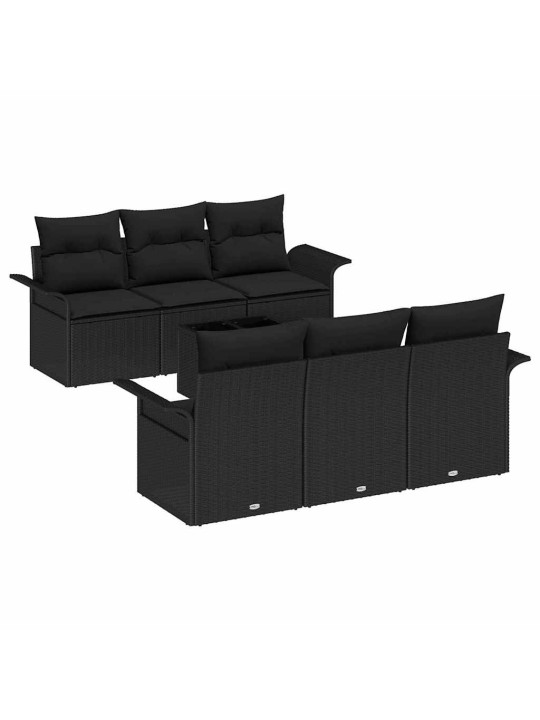 Dārza dīvānu komplekts ar spilvenu 7 pcs melna 55 x 55 x 37 cm