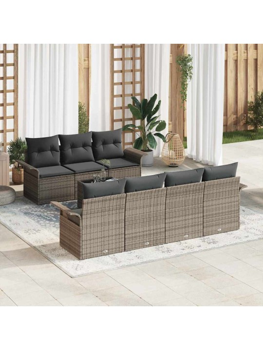 Dārza dīvānu komplekts ar spilvenu 8 pcs pelēka 55 x 55 x 37 cm