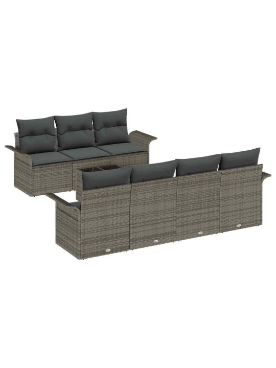 Dārza dīvānu komplekts ar spilvenu 8 pcs pelēka 55 x 55 x 37 cm