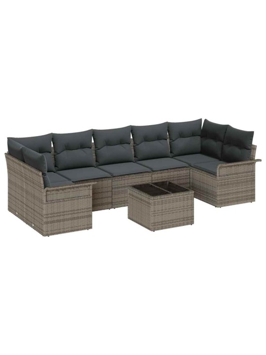 Dārza dīvānu komplekts ar spilvenu 8 pcs pelēka 55 x 55 x 37 cm