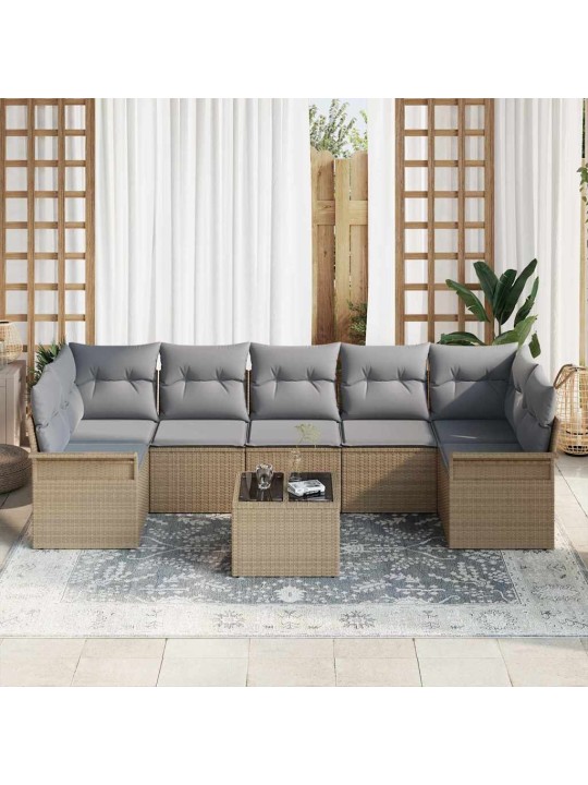 Dārza dīvānu komplekts 8 pcs bežs, pelēks 55 x 55 x 37 cm