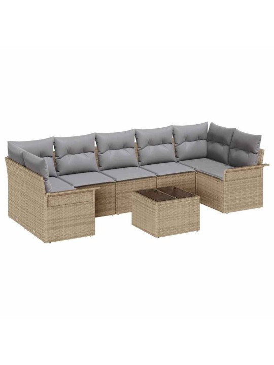 Dārza dīvānu komplekts 8 pcs bežs, pelēks 55 x 55 x 37 cm