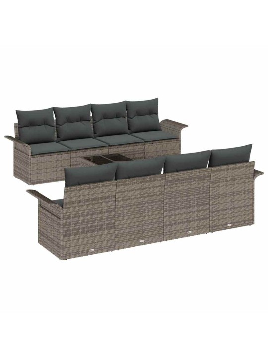 Dārza dīvānu komplekts ar spilvenu 9 pcs pelēka 55 x 55 x 37 cm