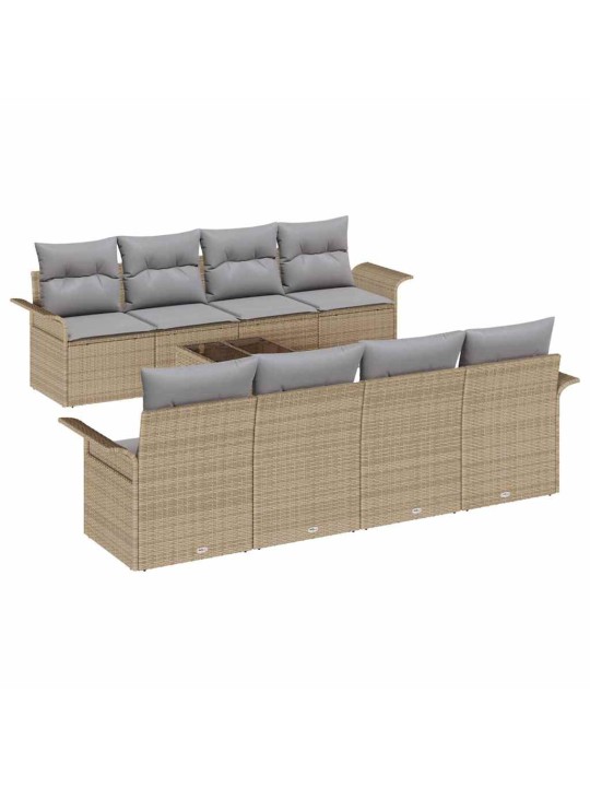 Dārza dīvānu komplekts 9 pcs bēšs un pelēks 55 x 55 x 37 cm