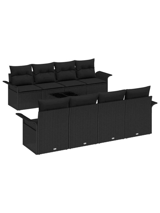 Dārza dīvānu komplekts ar spilvenu 9 pcs melna 55 x 55 x 37 cm