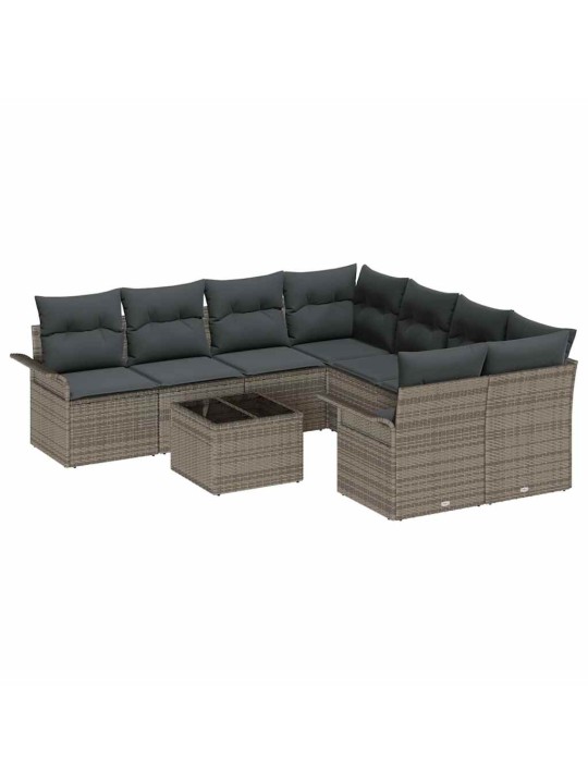 Dārza dīvānu komplekts ar spilvenu 9 pcs pelēka 55 x 55 x 37 cm
