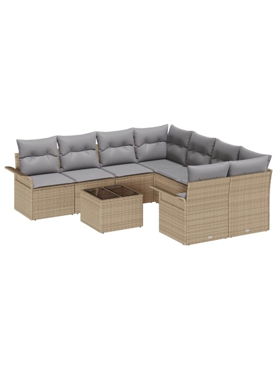 Dārza dīvānu komplekts 9 pcs bēšs un pelēks 55 x 55 x 37 cm