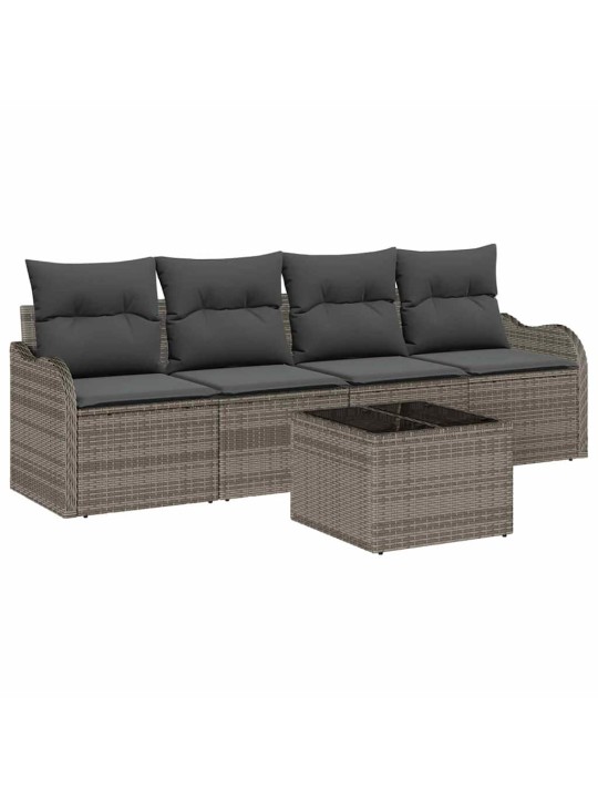 Dārza dīvānu komplekts ar spilvenu 5 pcs pelēka 55 x 55 x 37 cm