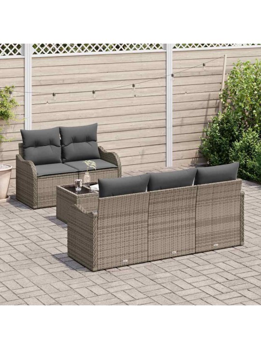 Dārza dīvānu komplekts ar spilvenu 6 pcs pelēka 55 x 55 x 37 cm
