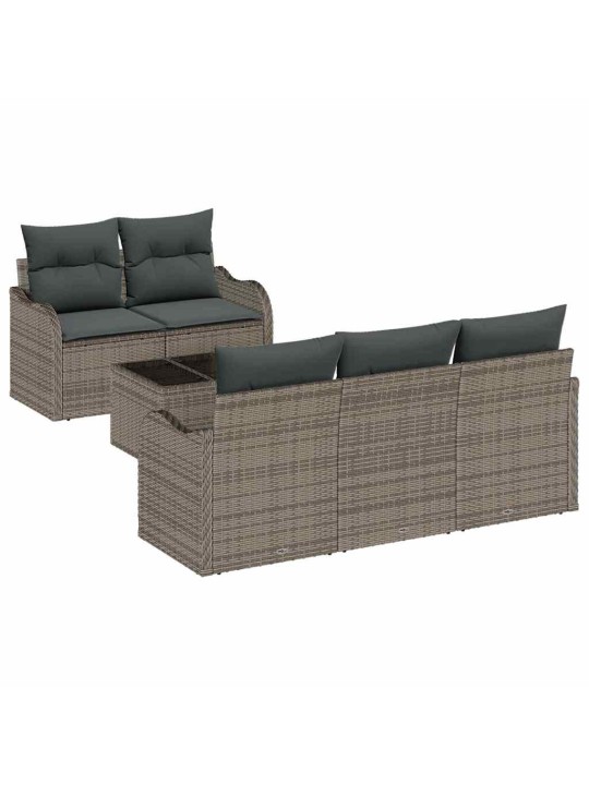 Dārza dīvānu komplekts ar spilvenu 6 pcs pelēka 55 x 55 x 37 cm