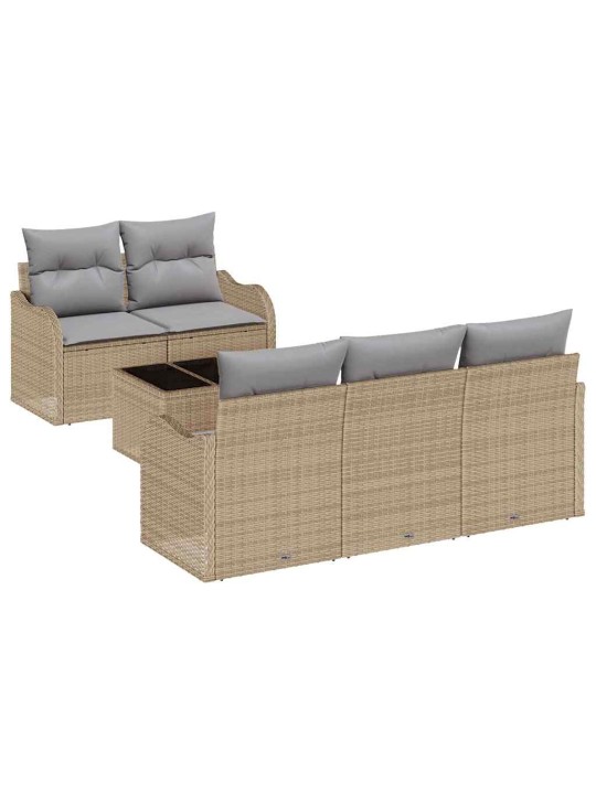 Dārza dīvānu komplekts 6 pcs bēšs un pelēks 55 x 55 x 37 cm