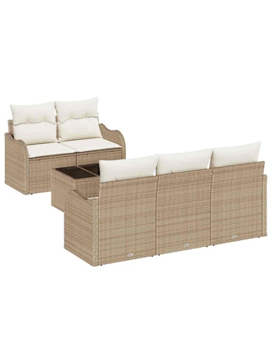 Dārza dīvānu komplekts 6 pcs bēšs un krēms 55 x 55 x 37 cm