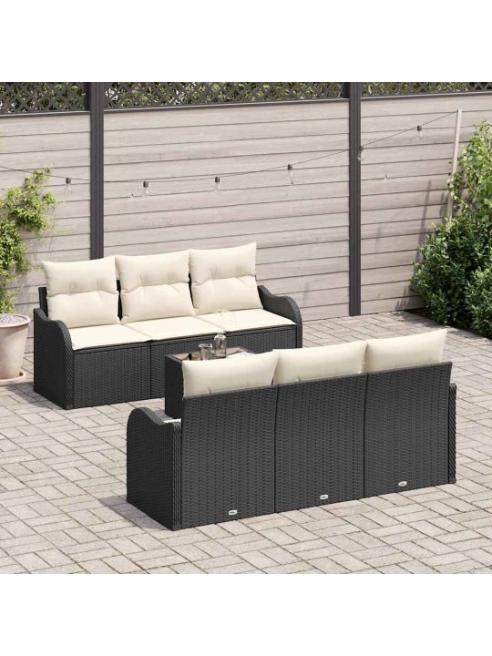 Dārza dīvānu komplekts 7 pcs melns un krēmkrāsa 55 x 55 x 37 cm