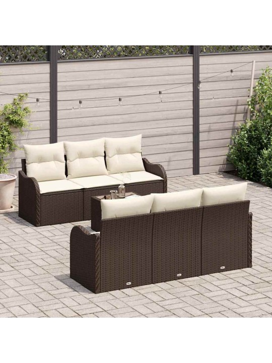 Dārza dīvānu komplekts 7 pcs brūns un krēma 55 x 55 x 37 cm
