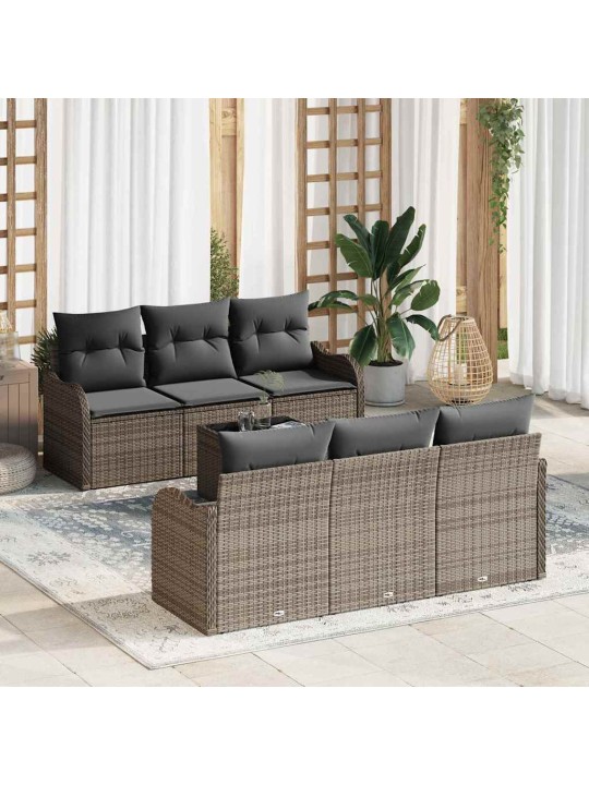 Dārza dīvānu komplekts ar spilvenu 7 pcs pelēka 55 x 55 x 37 cm