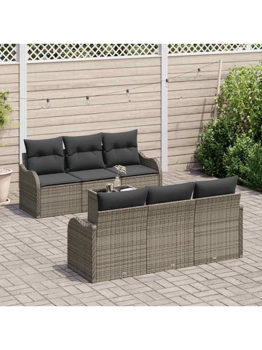 Dārza dīvānu komplekts ar spilvenu 7 pcs pelēka 55 x 55 x 37 cm