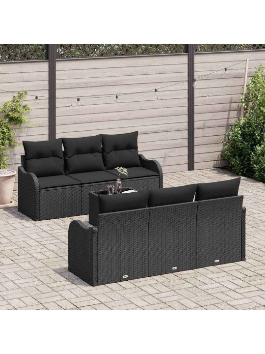 Dārza dīvānu komplekts ar spilvenu 7 pcs melna 55 x 55 x 37 cm