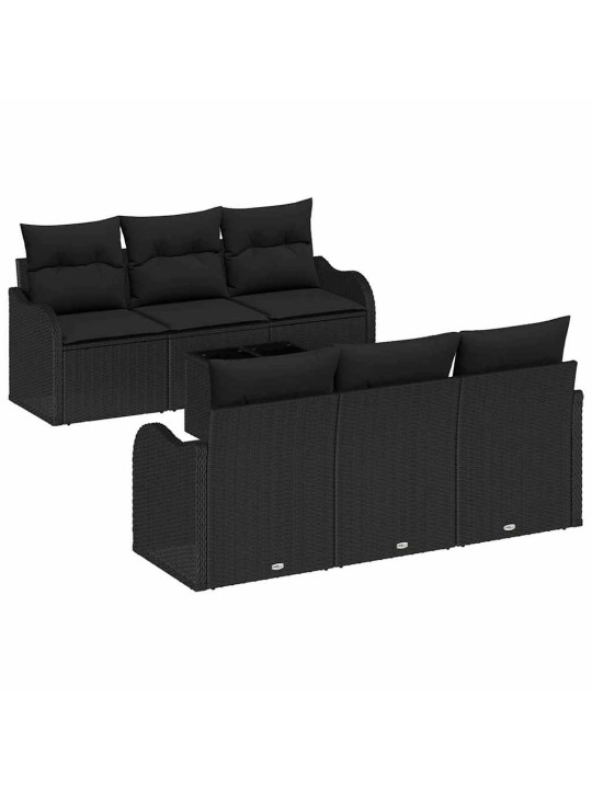 Dārza dīvānu komplekts ar spilvenu 7 pcs melna 55 x 55 x 37 cm