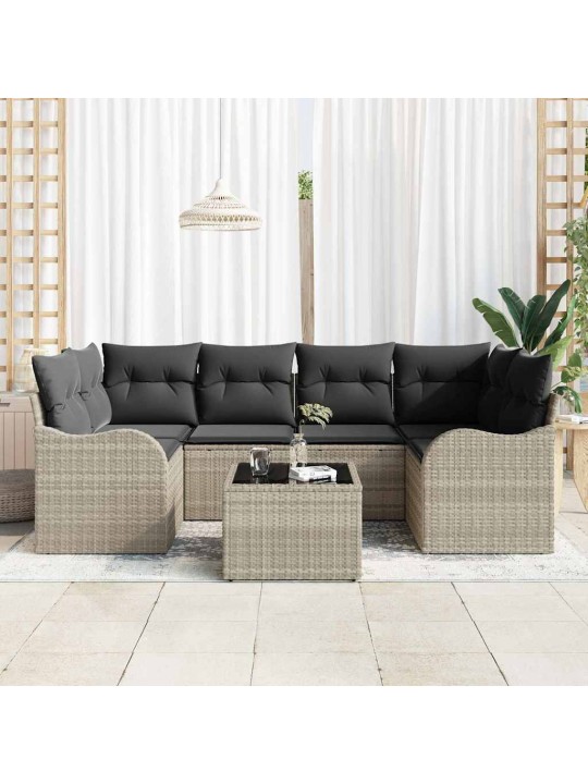 Dārza dīvānu komplekts 7 pcs gaiši pelēks un tumši pelēks