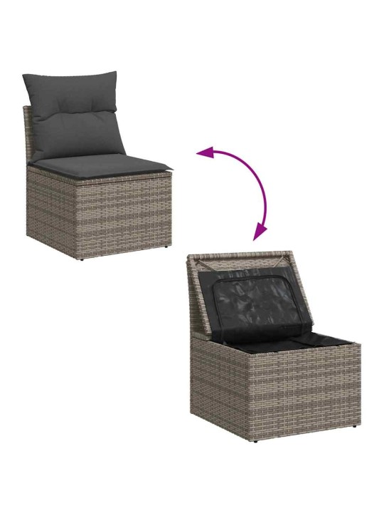 Dārza dīvānu komplekts ar spilvenu 8 pcs pelēka 55 x 55 x 37 cm