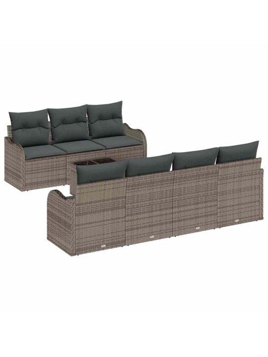 Dārza dīvānu komplekts ar spilvenu 8 pcs pelēka 55 x 55 x 37 cm