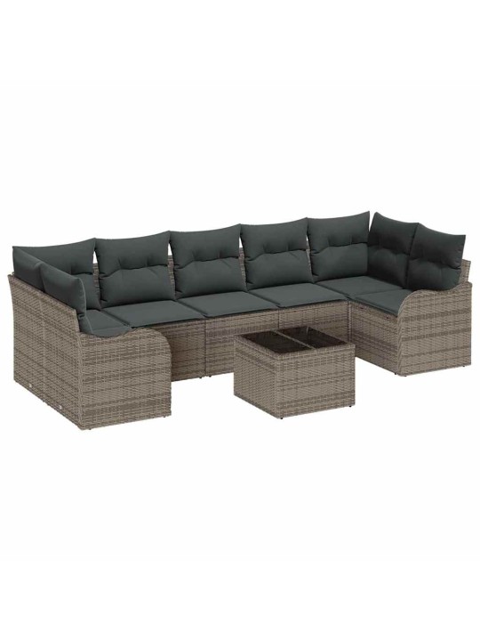 Dārza dīvānu komplekts ar spilvenu 8 pcs pelēka 55 x 55 x 37 cm