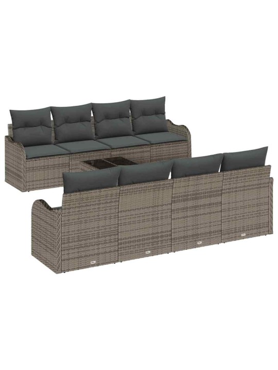 Dārza dīvānu komplekts ar spilvenu 9 pcs pelēka 55 x 55 x 37 cm