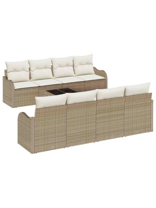 Dārza dīvānu komplekts 9 pcs bēšs un krēms 55 x 55 x 37 cm