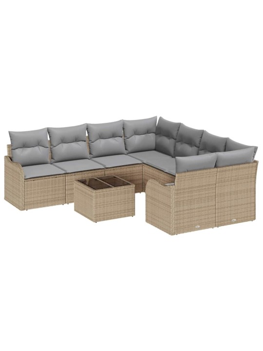 Dārza dīvānu komplekts 9 pcs bēšs un pelēks 55 x 55 x 37 cm