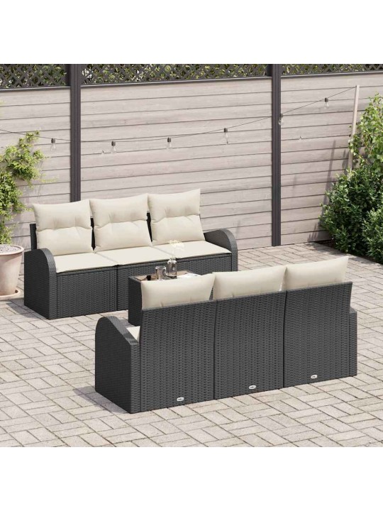Dārza dīvānu komplekts 7 pcs melns un krēmkrāsa 55 x 55 x 37 cm