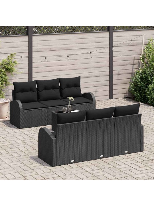 Dārza dīvānu komplekts ar spilvenu 7 pcs melna 55 x 55 x 37 cm