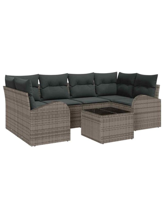 Dārza dīvānu komplekts ar spilvenu 7 pcs pelēka 55 x 55 x 37 cm