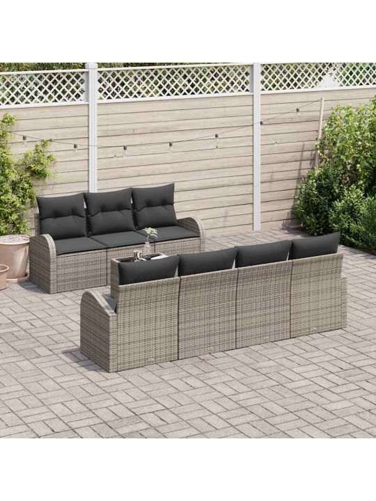 Dārza dīvānu komplekts ar spilvenu 8 pcs pelēka 55 x 55 x 37 cm