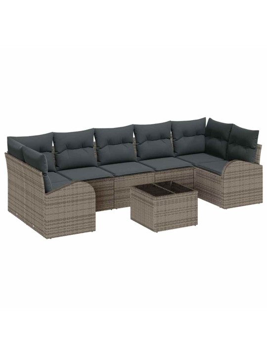Dārza dīvānu komplekts ar spilvenu 8 pcs pelēka 55 x 55 x 37 cm