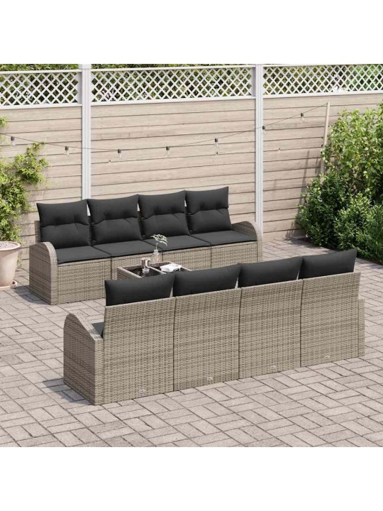 Dārza dīvānu komplekts ar spilvenu 9 pcs pelēka 55 x 55 x 37 cm