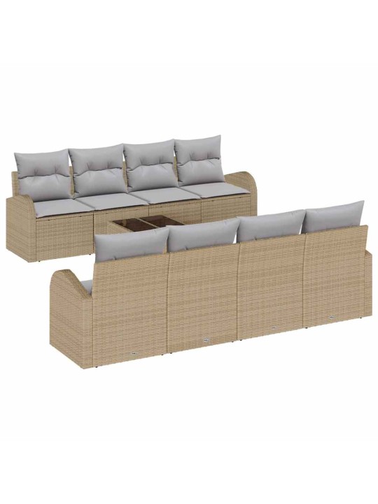 Dārza dīvānu komplekts 9 pcs bēšs un pelēks 55 x 55 x 37 cm