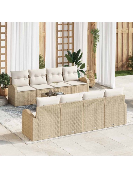 Dārza dīvānu komplekts 9 pcs bēšs un krēms 55 x 55 x 37 cm