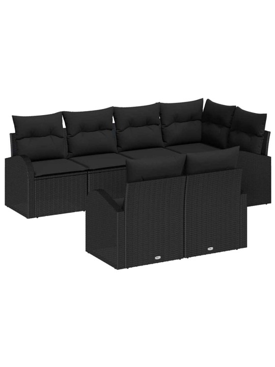 Dārza dīvānu komplekts 7 pcs melna poliūtu rotangpalma
