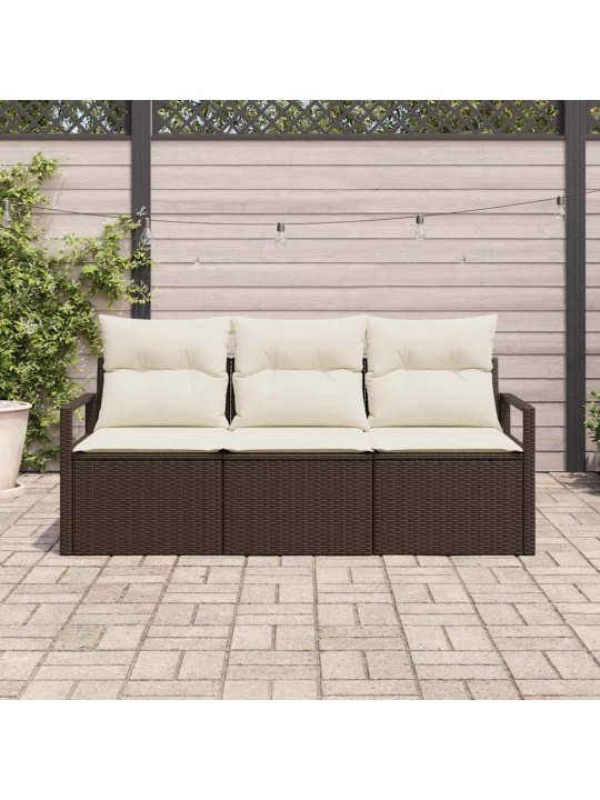 Dārza dīvānu komplekts ar spilvenu 3 pcs brūns, krēmkrāsas